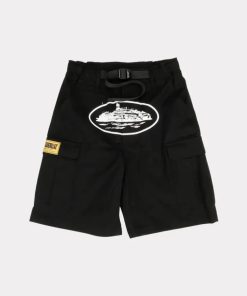 Corteiz Alcatraz Cargo Shorts Black