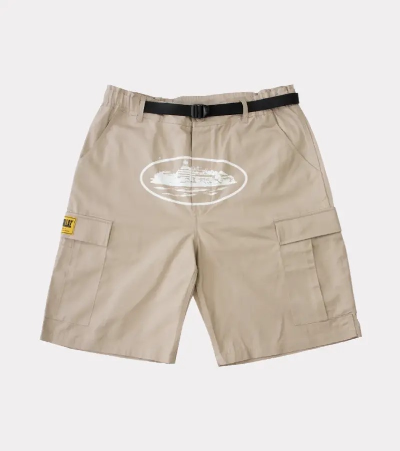 Corteiz Alcatraz Cargo Shorts Cream