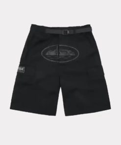 Corteiz Alcatraz Cargo Shorts Triple Black