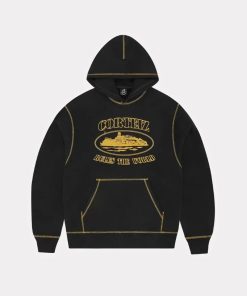 Corteiz Alcatraz Contrast Hoodie Black Yellow