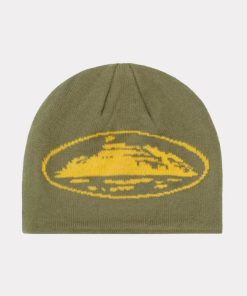 Corteiz Alcatraz Skully Beanie Khaki Green